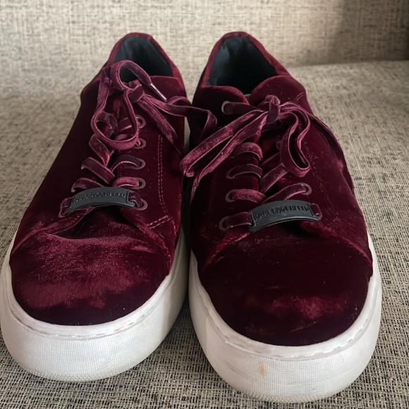 Karl Lagerfeld Velvet Dark Red Fall Sneakers Size 9.5 - Picture 6 of 15